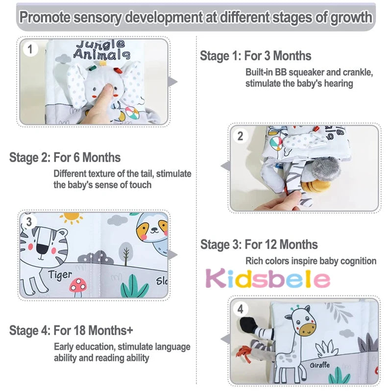 Infant Book Toy Crinkle Soft Cloth Baby Books Touch and Feel Sensory