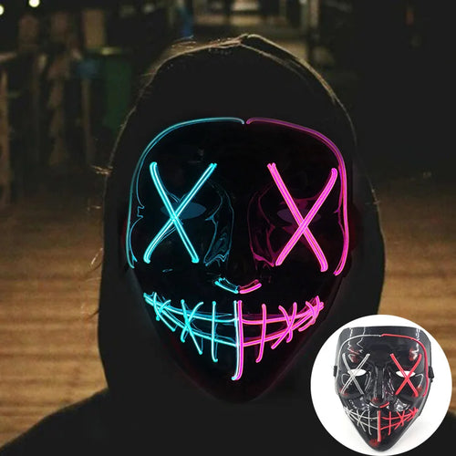 Wireless Scary Glowing Mask LED Luminous Purge Mask Halloween Horror