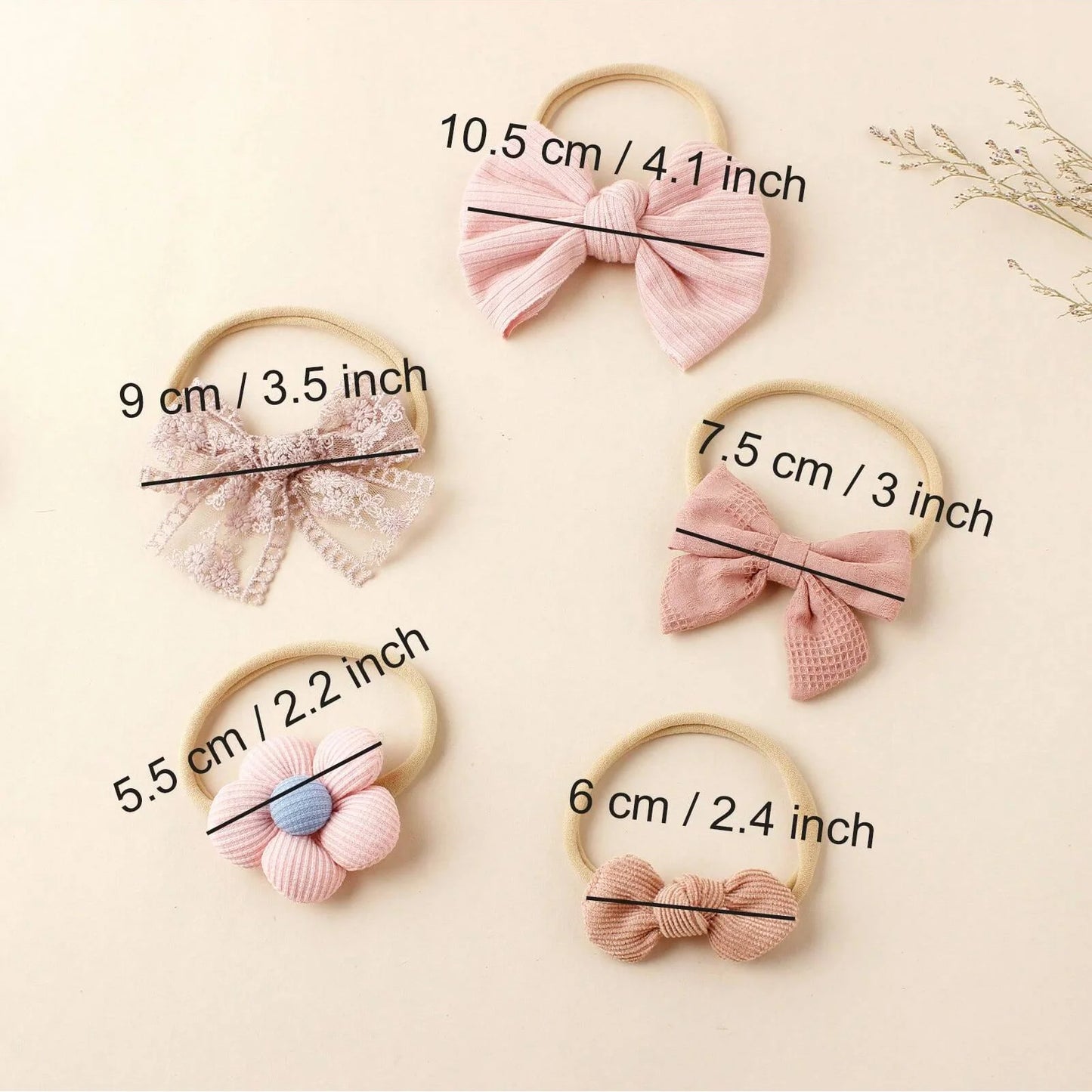 5 pcs different flower shaped baby headbands sweet and lovely floral