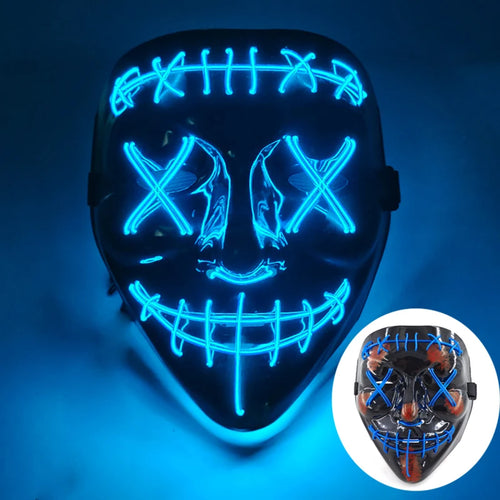 Wireless Scary Glowing Mask LED Luminous Purge Mask Halloween Horror