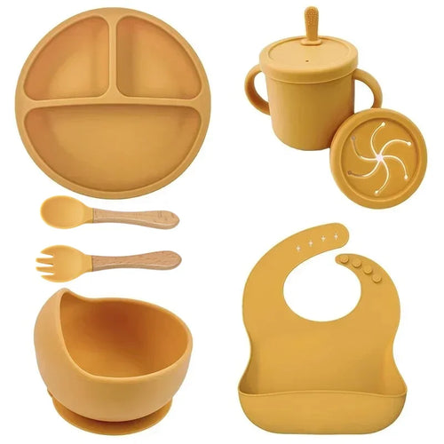 Food Grade Silicone Child Dish Set Baby Feeding Bowl Suction Plate