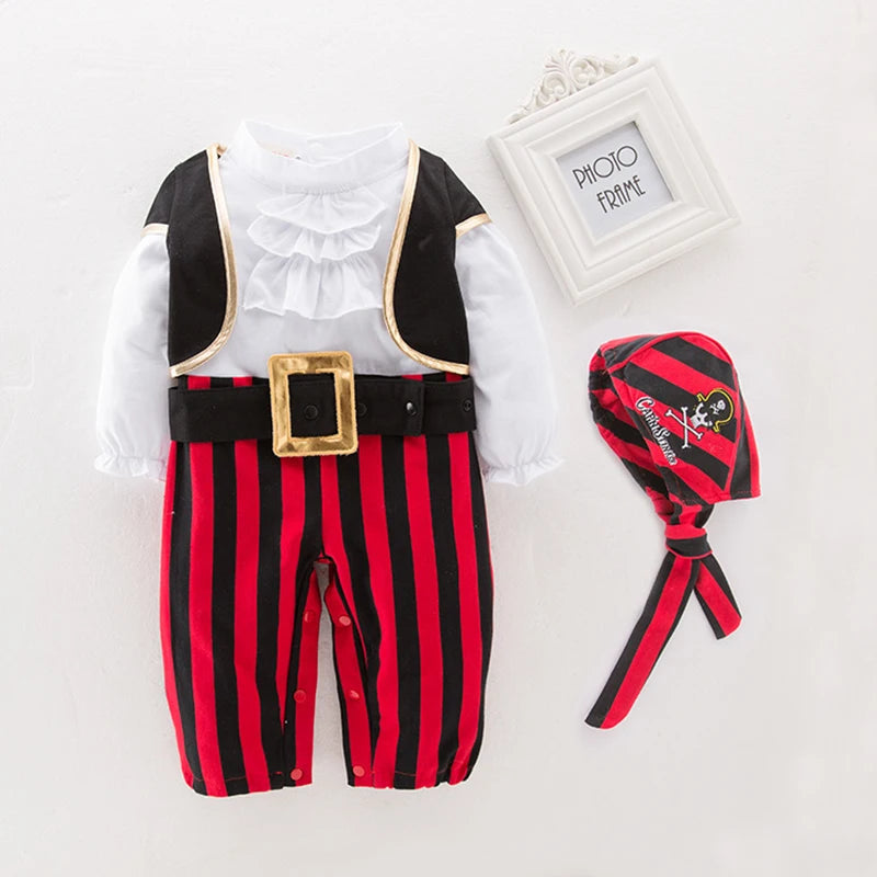 Baby Boys Girls Captain Pirate Costume Infant Toddler Romper Jumpsuit