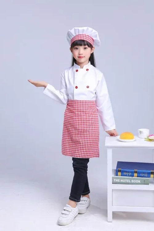 Kids Cook Tshirt Chef Uniform Children Kitchen Hat Cap Work Jackets