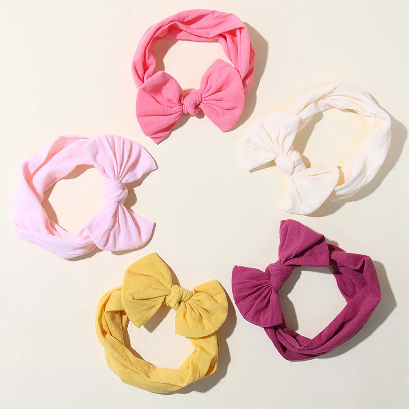 5Pcs Cute Bows Baby Headband Soft Elastic Baby Girl Hair Bands For