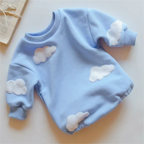 INS 2023 Spring Baby Clothes Cloud Sweatshirt Romper Baby Girl Boys
