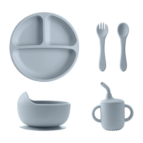 New BPA Free Silicone Baby Feeding Set Sucker Bowl Dinning Dishes