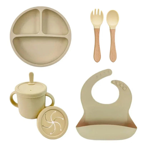 Food Grade Silicone Child Dish Set Baby Feeding Bowl Suction Plate