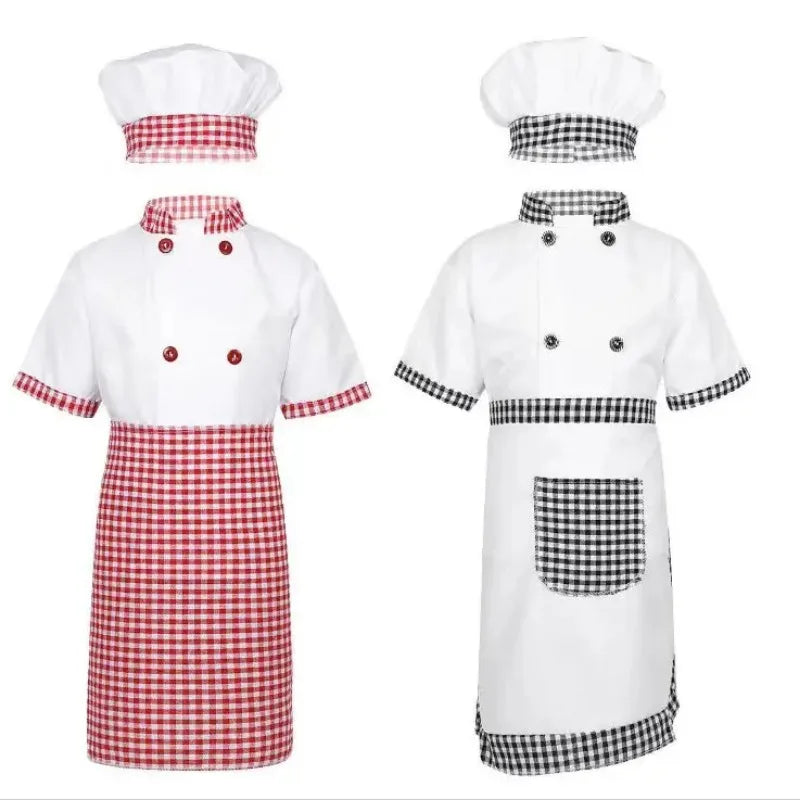 Kids Cook Tshirt Chef Uniform Children Kitchen Hat Cap Work Jackets