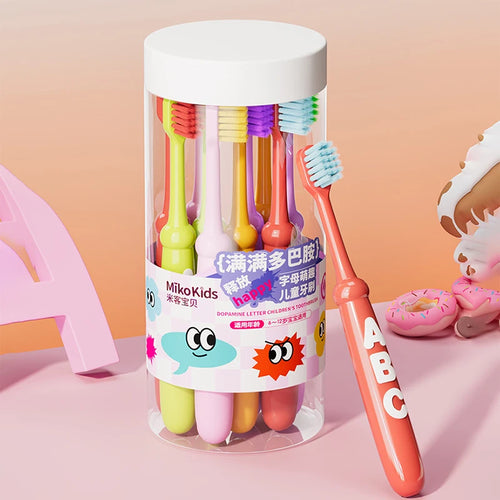 10PCS Cartoon Letter Children's Toothbrush With Fine Soft Bristles