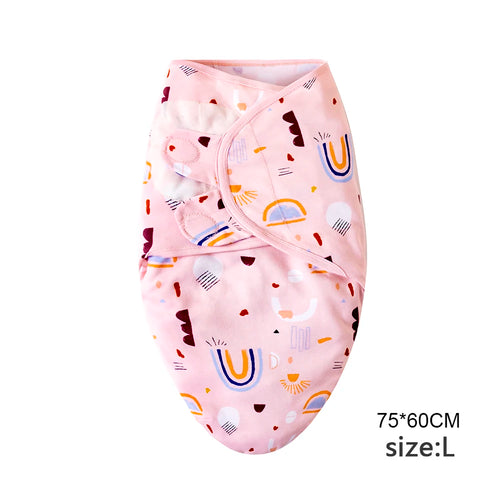 Baby Blanket Hat Set Cartoon Printed Cotton Newborn Swaddle Adjustable