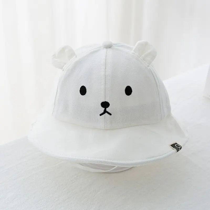 Cute Bear Baby Bucket Hat With Ears Boy Girl Cotton Kids Sun Hat