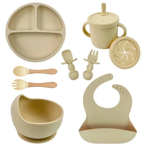Food Grade Silicone Child Dish Set Baby Feeding Bowl Suction Plate