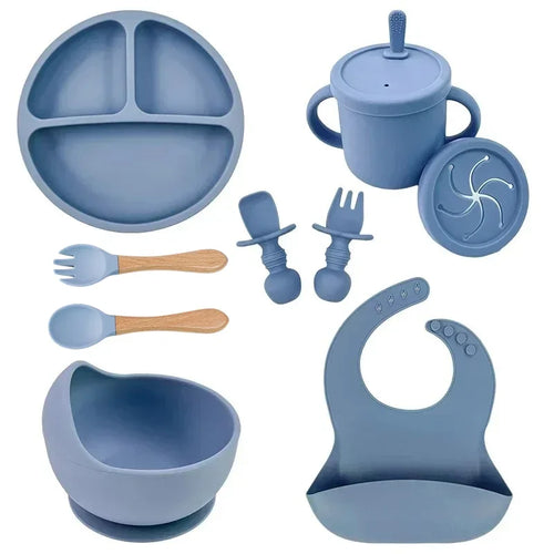 Food Grade Silicone Child Dish Set Baby Feeding Bowl Suction Plate