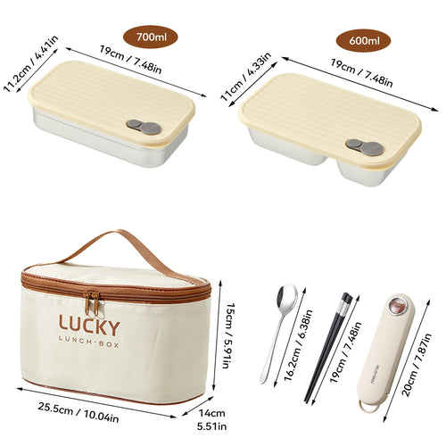 WORTHBUY Portable 304 Stainless Steel Lunch Box For Kids Students