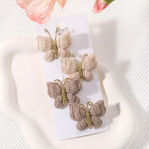 4 Pieces/set New Cute Baby Girl Bow Hairpin Wool Knitted Headwear