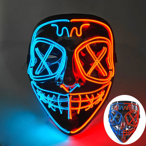 Wireless Scary Glowing Mask LED Luminous Purge Mask Halloween Horror