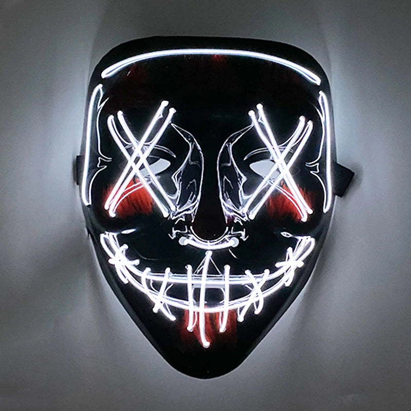 Wireless Scary Glowing Mask LED Luminous Purge Mask Halloween Horror