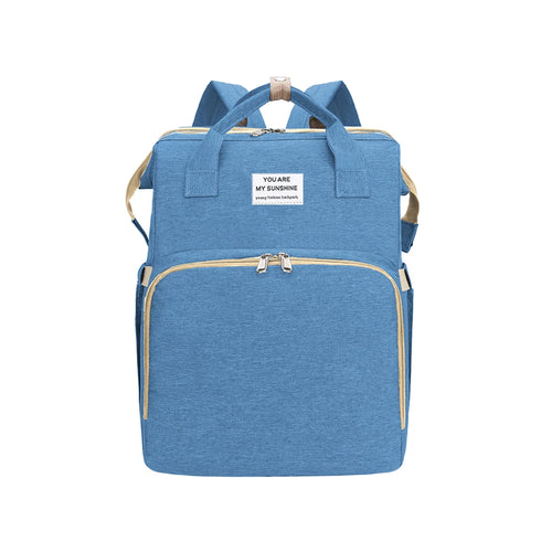 Foldable bed diaper bag with changing station insulated pocket and