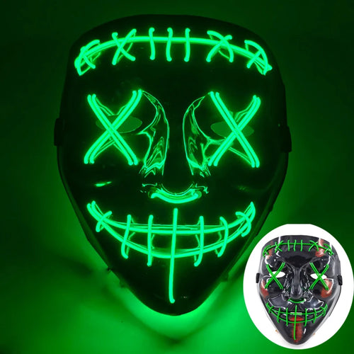 Wireless Scary Glowing Mask LED Luminous Purge Mask Halloween Horror