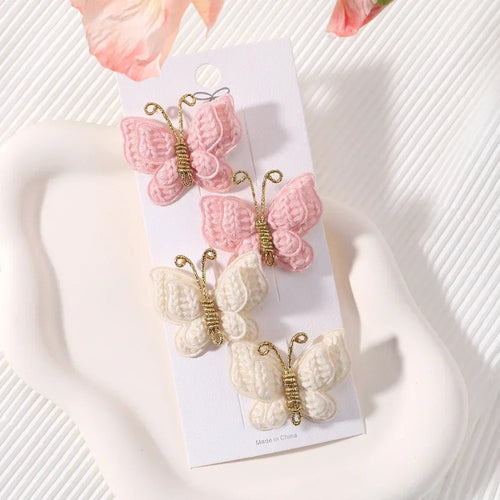 4 Pieces/set New Cute Baby Girl Bow Hairpin Wool Knitted Headwear