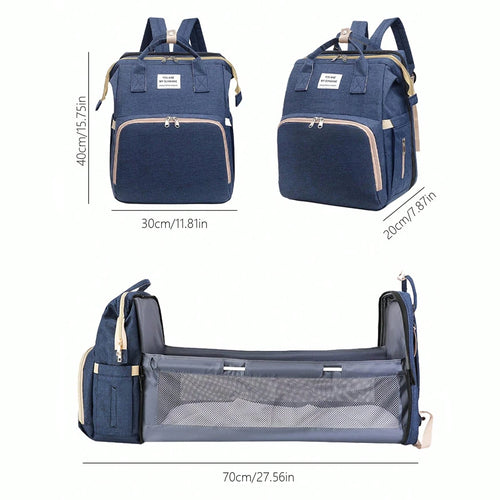 Foldable bed diaper bag with changing station insulated pocket and