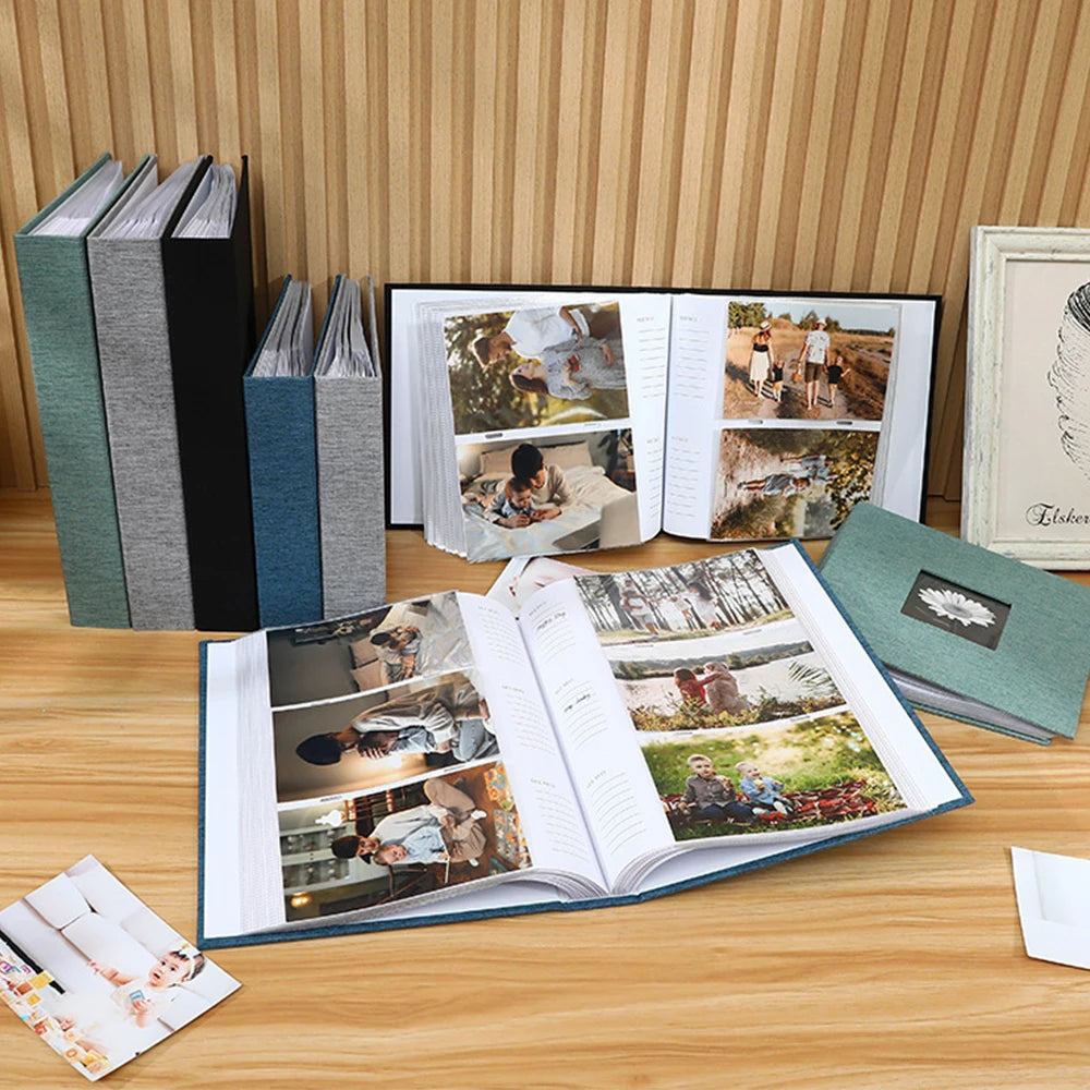Linen Cover Photo Album 6Inch 200 Sheets Photo Album With Pockets for