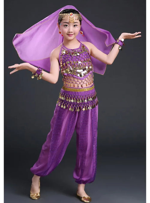Stage Chiffon Children Indian Belly Dance Girl Costume Halloween