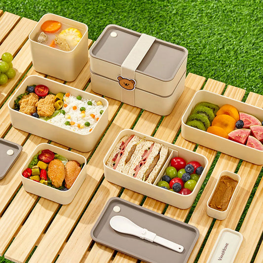 WORTHBUY Plastic Lunch Box Picnic Portable Sealed Bento Boxes With