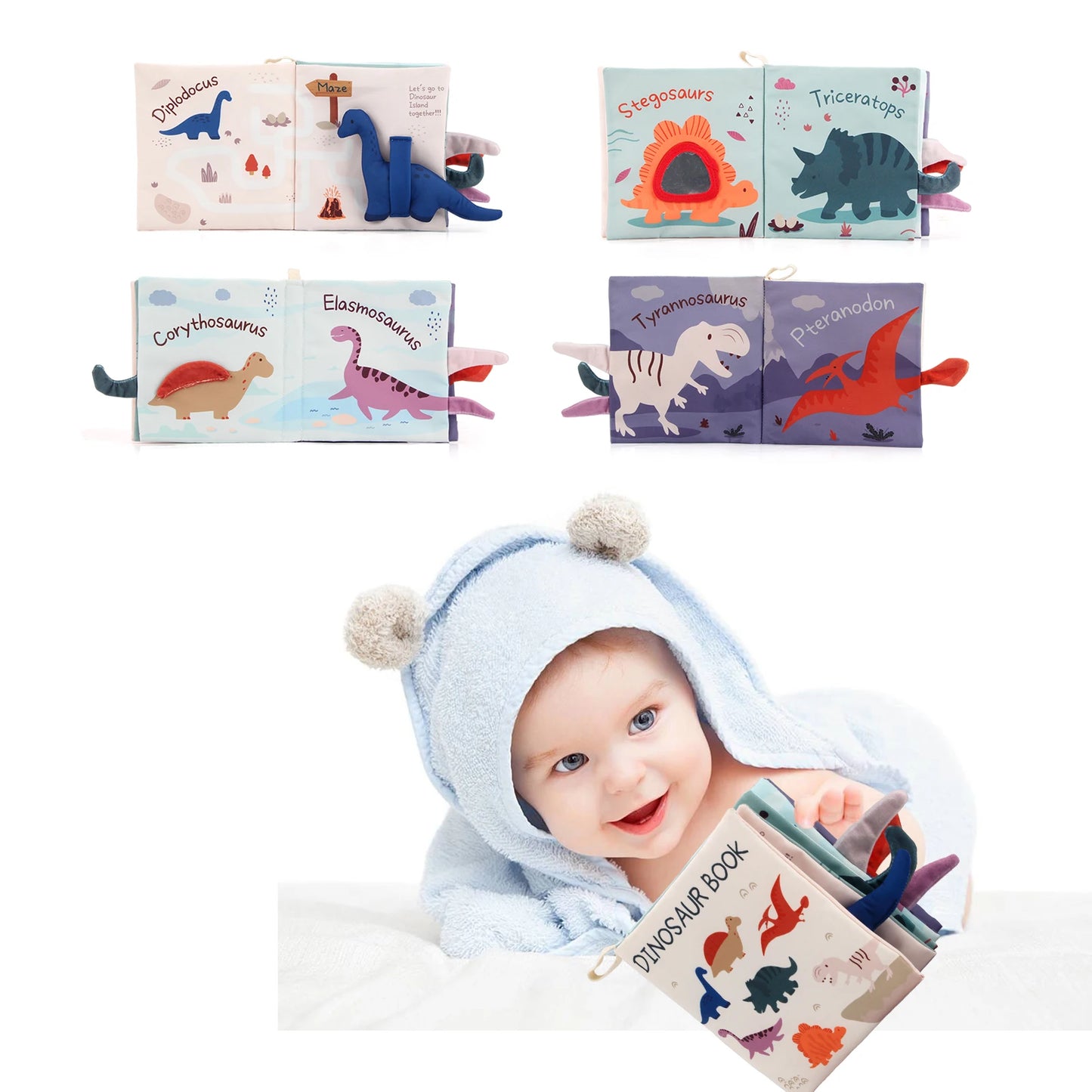 17x16CM Tail Cloth Book Baby Soft Cloth Book Parent-child Interactive