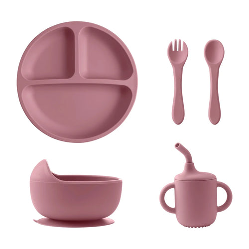 New BPA Free Silicone Baby Feeding Set Sucker Bowl Dinning Dishes