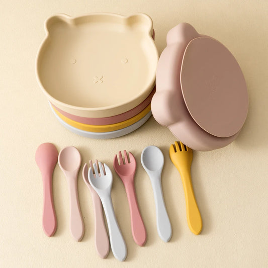 Wholesale Silicone Baby Feeding Set BPA Free Suction Dishes Plate