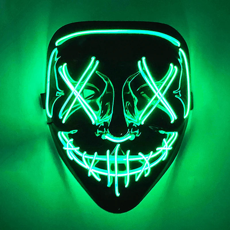 Wireless Scary Glowing Mask LED Luminous Purge Mask Halloween Horror