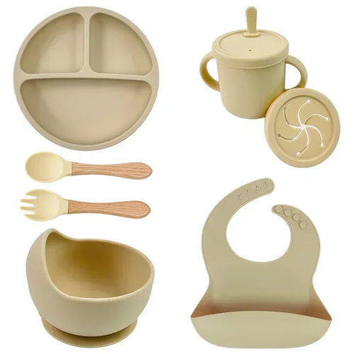 Food Grade Silicone Child Dish Set Baby Feeding Bowl Suction Plate