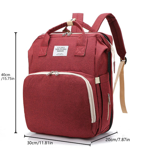 Foldable bed diaper bag with changing station insulated pocket and