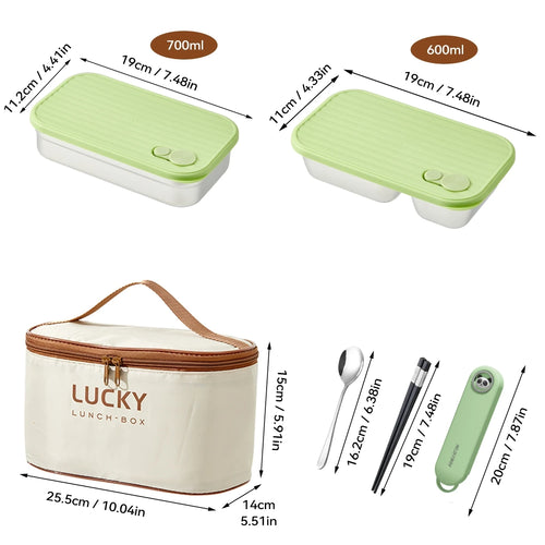 WORTHBUY Portable 304 Stainless Steel Lunch Box For Kids Students