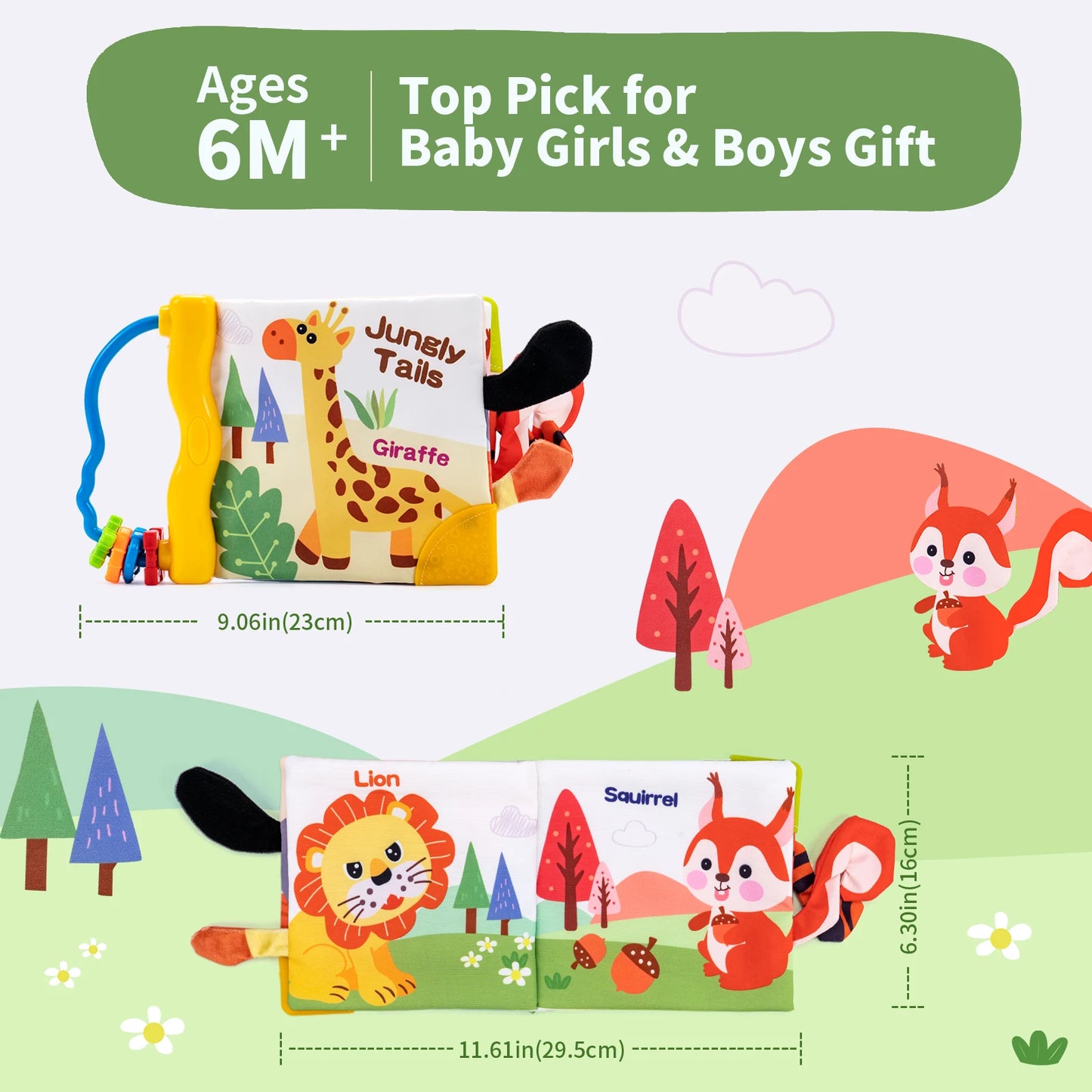 3D Animal Tail Cloth Book Soft Baby Cloth Book Newborn Montessori