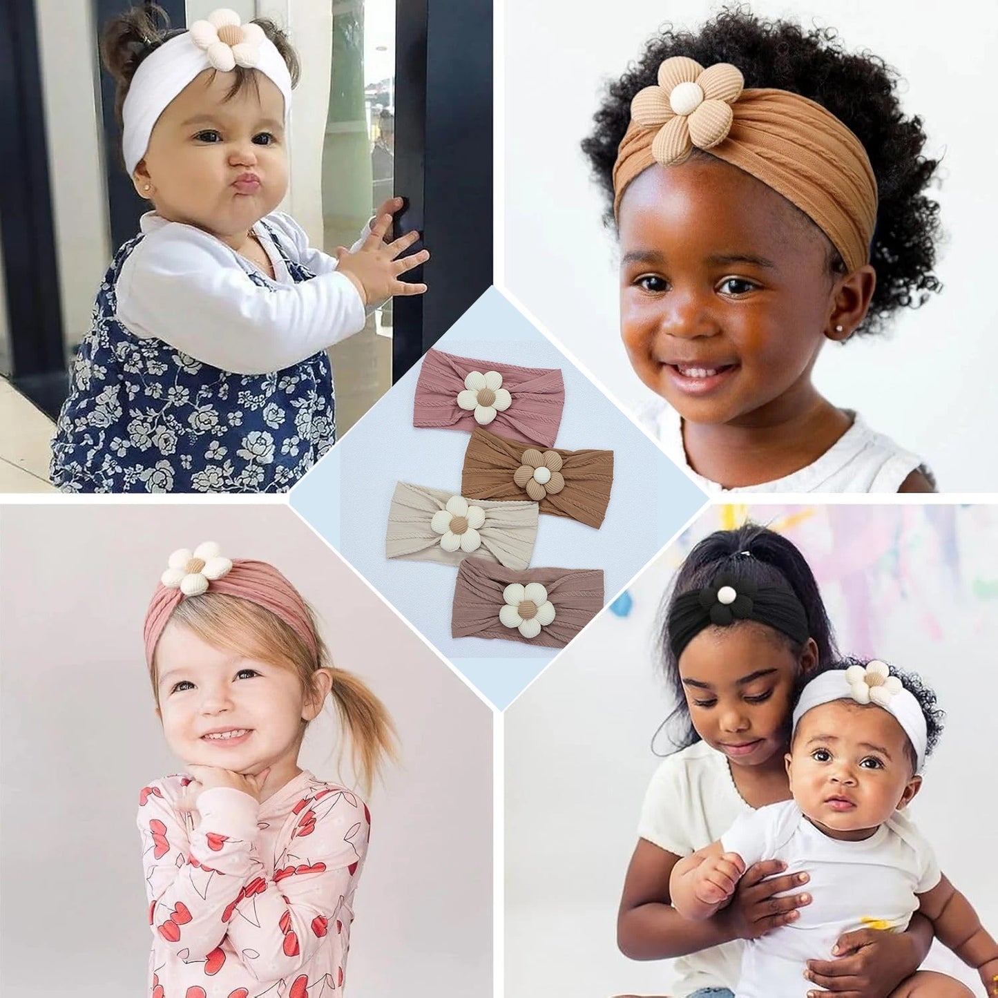 New Flower Nylon Girl Hairband Elastic Soft Baby Headband for Children