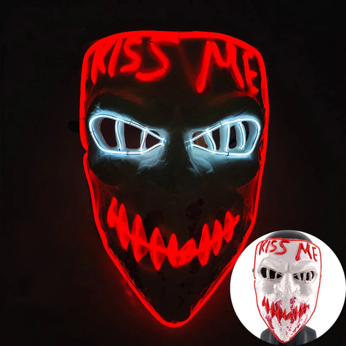 Wireless Scary Glowing Mask LED Luminous Purge Mask Halloween Horror