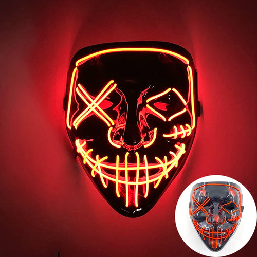 Wireless Scary Glowing Mask LED Luminous Purge Mask Halloween Horror