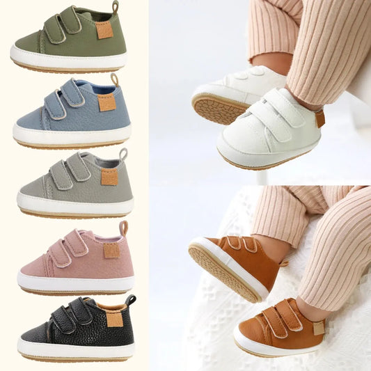 Baby Shoes Boy Girl PU Leather Causal Non-slip Soft Sole Infant Kids