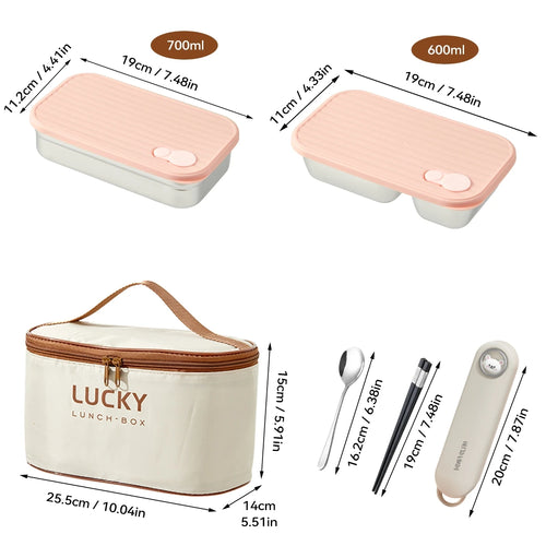 WORTHBUY Portable 304 Stainless Steel Lunch Box For Kids Students