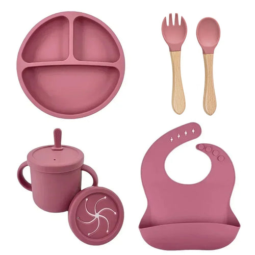 Food Grade Silicone Child Dish Set Baby Feeding Bowl Suction Plate