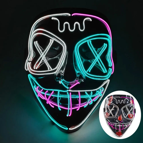 Wireless Scary Glowing Mask LED Luminous Purge Mask Halloween Horror
