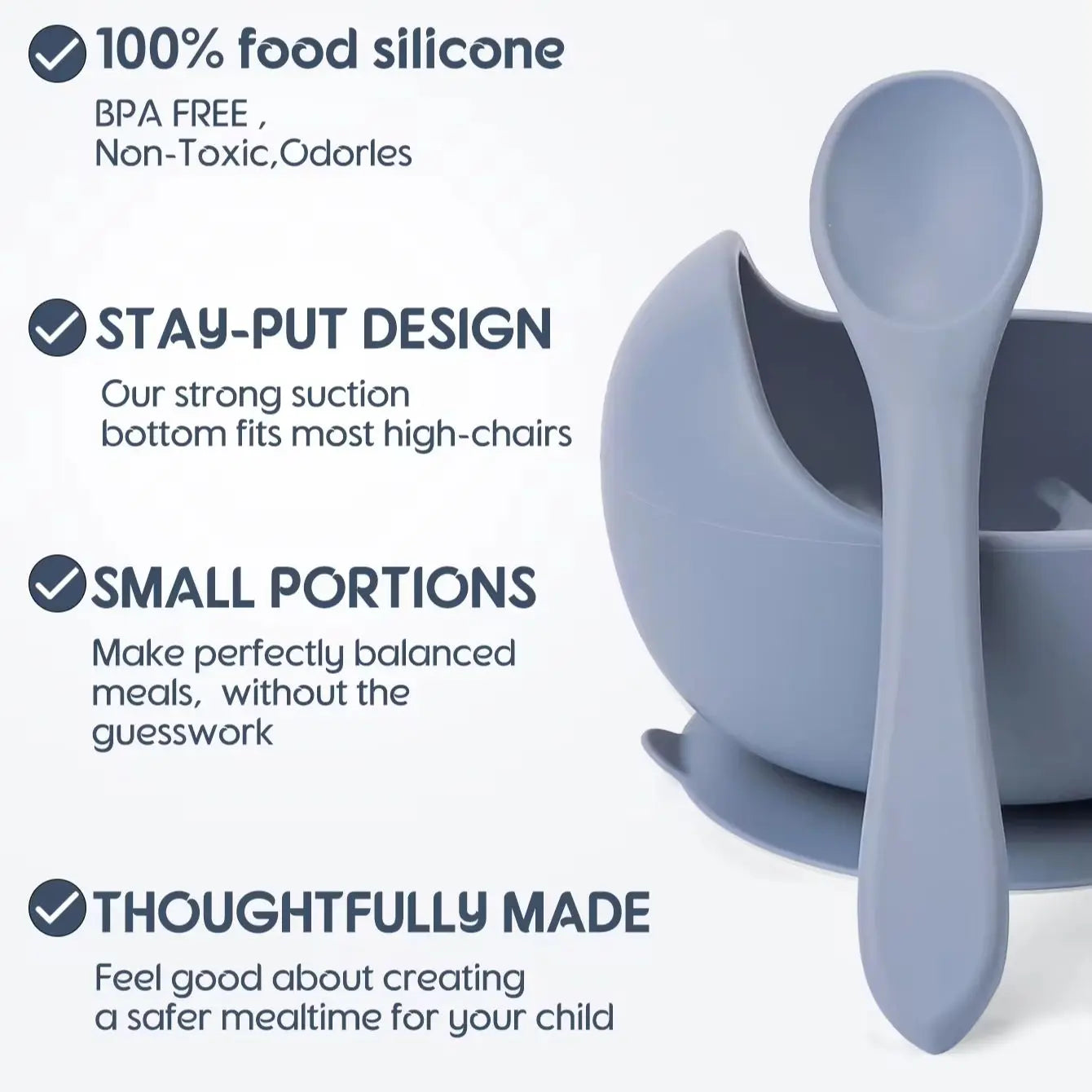 2PC Silicone Sucker Bowl Feeding Tableware for Infant and Young