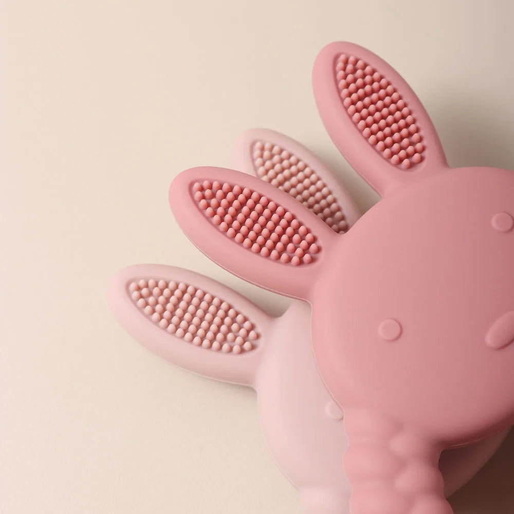 Cute Baby Rabbit Baby Toy Food Grade Safe Silicone Toothbrush bunny