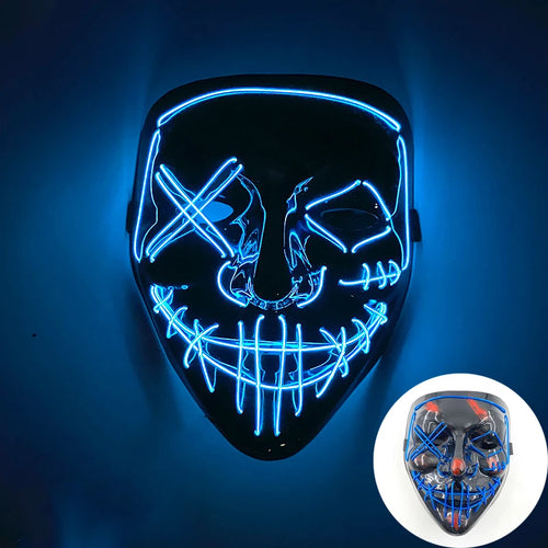 Wireless Scary Glowing Mask LED Luminous Purge Mask Halloween Horror