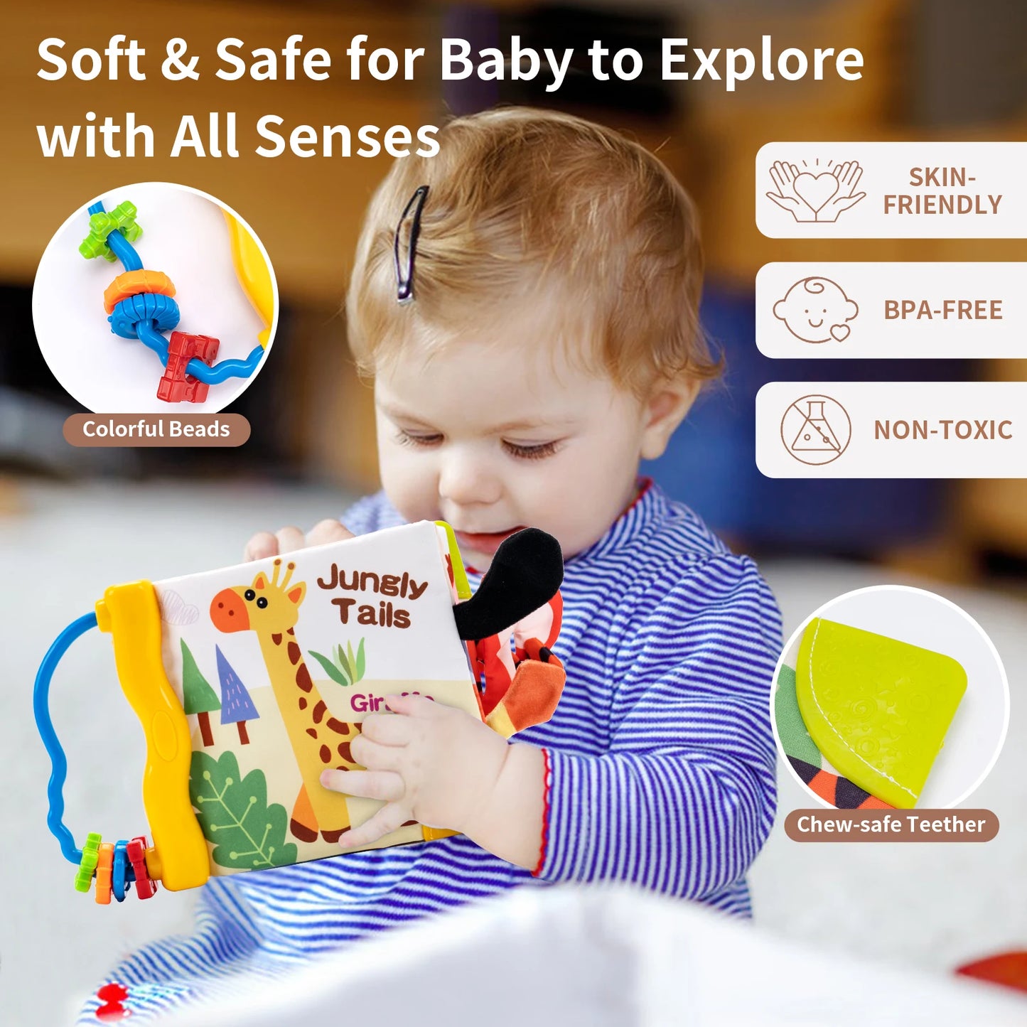 3D Animal Tail Cloth Book Soft Baby Cloth Book Newborn Montessori
