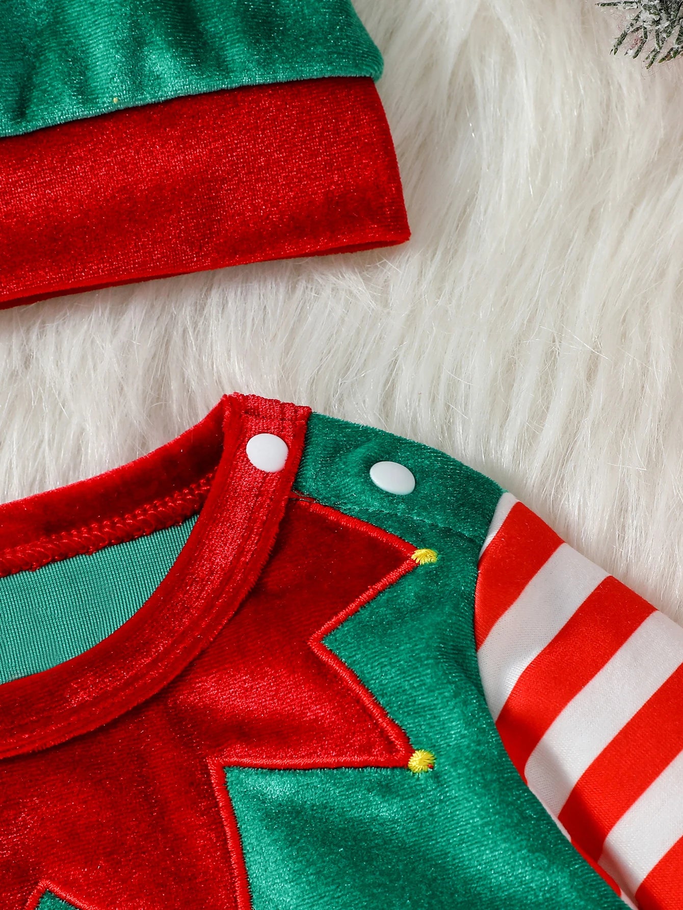 2Pcs Christmas Baby unisex Jumpsuit Newborn Cute  Striped Clothes