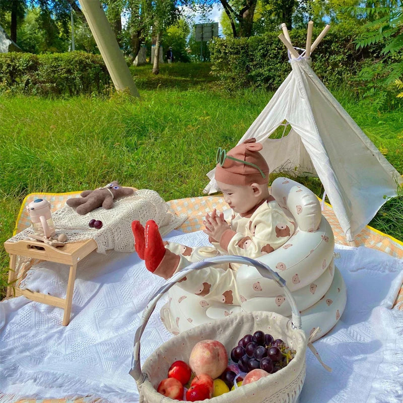 Baby Inflatable Sofa Children Puff Portable Bath Chairs PVC