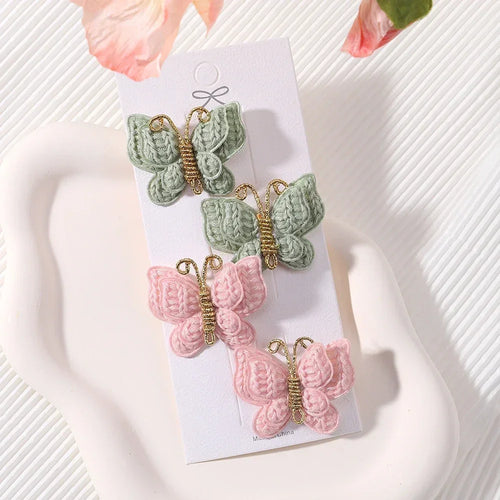 4 Pieces/set New Cute Baby Girl Bow Hairpin Wool Knitted Headwear